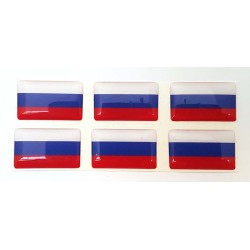 Russia Russian Flag Sticker Decal Badge 3d Resin Gel Domed 6 Pack 26mm x 16mm