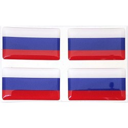 Russia Russian Flag Sticker Decal Badge 3d Resin Gel Domed 4 Pack 35mm x 20mm
