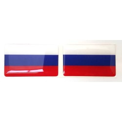Russia Russian Flag Sticker Decal Badge 3d Resin Gel Domed 2 Pack 52mm x 32mm