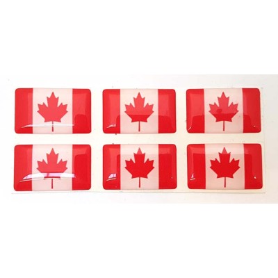 Canada Canadian Flag Sticker Decal Badge 3d Resin Gel Domed 6 Pack 26mm x 16mm