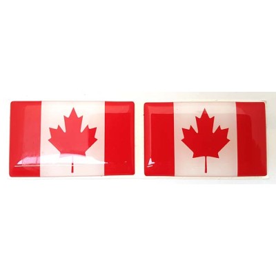 Canada Canadian Flag Sticker Decal Badge 3d Resin Gel Domed 2 Pack 52mm x 32mm