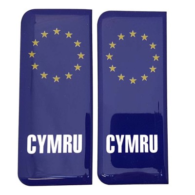 Cymru Wales Number Plate Sticker Decal Badge EU Stars 3d Resin Gel Domed