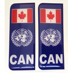 Canada CAN Number Plate Blue Sticker Decal Badge United Nations Canadian UN Flag 3d Resin Gel Domed