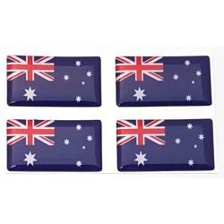 Australia Australian Flag Sticker Decal Badge 3d Resin Gel Domed 4 Pack 35mm x 20mm