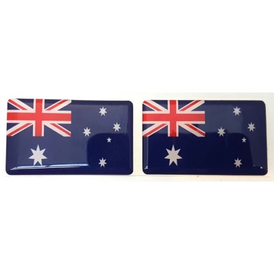 Australia Australian Flag Sticker Decal Badge 3d Resin Gel Domed 2 Pack 52mm x 32mm