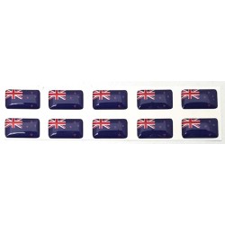 New Zealand Flag Sticker Decal Badge 3d Resin Gel Domed 10 Pack 14mm x 8mm