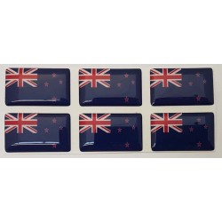 New Zealand Flag Sticker Decal Badge 3d Resin Gel Domed 6 Pack 26mm x 16mm