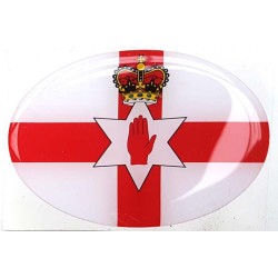 Northern Ireland Car Sticker Decal Badge Oval NI Ulster Banner Flag Resin Gel 3D Domed