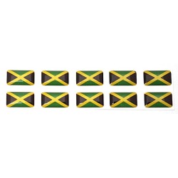 Jamaica Jamaican Flag Sticker Decal Badge 3d Resin Gel Domed 10 Pack 14mm x 8mm