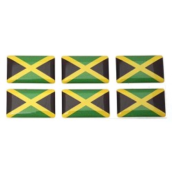Jamaica Jamaican Flag Sticker Decal Badge 3d Resin Gel Domed 6 Pack 26mm x 16mm
