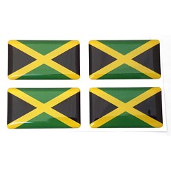Jamaica Jamaican Flag Sticker Decal Badge 3d Resin Gel Domed 4 Pack 35mm x 20mm