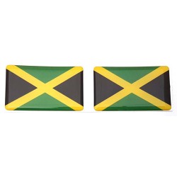 Jamaica Jamaican Flag Sticker Decal Badge 3d Resin Gel Domed 2 Pack 52mm x 32mm