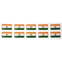 India Indian Flag Sticker Decal Badge 3d Resin Gel Domed 10 Pack 14mm x 8mm