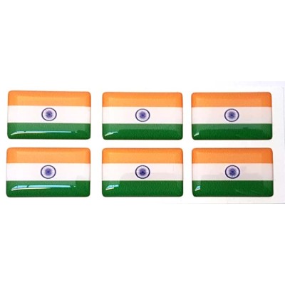 India Indian Flag Sticker Decal Badge 3d Resin Gel Domed 6 Pack 26mm x 16mm