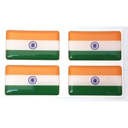 India Indian Flag Sticker Decal Badge 3d Resin Gel Domed 4 Pack 35mm x 20mm