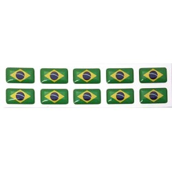 Brazil Brazilian Flag Sticker Decal Badge 3d Resin Gel Domed 10 Pack 14mm x 8mm