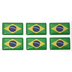 Brazil Brazilian Flag Sticker Decal Badge 3d Resin Gel Domed 6 Pack 26mm x 16mm