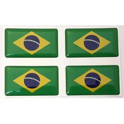 Brazil Brazilian Flag Sticker Decal Badge 3d Resin Gel Domed 4 Pack 35mm x 20mm