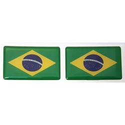 Brazil Brazilian Flag Sticker Decal Badge 3d Resin Gel Domed 2 Pack 52mm x 32mm
