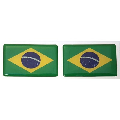Brazil Brazilian Flag Sticker Decal Badge 3d Resin Gel Domed 2 Pack 52mm x 32mm