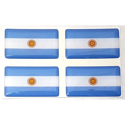 Argentina Argentinian Flag Sticker Decal Badge 3d Resin Gel Domed 4 Pack 35mm x 20mm