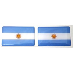 Argentina Argentinian Flag Sticker Decal Badge 3d Resin Gel Domed 2 Pack 52mm x 32mm