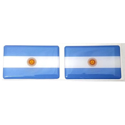 Argentina Argentinian Flag Sticker Decal Badge 3d Resin Gel Domed 2 Pack 52mm x 32mm
