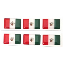 Mexico Mexican Flag Sticker Decal Badge 3d Resin Gel Domed 6 Pack 26mm x 16mm