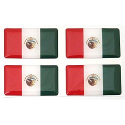 Mexico Mexican Flag Sticker Decal Badge 3d Resin Gel Domed 4 Pack 35mm x 20mm