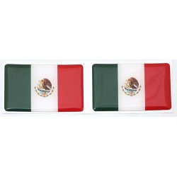 Mexico Mexican Flag Sticker Decal Badge 3d Resin Gel Domed 2 Pack 52mm x 32mm