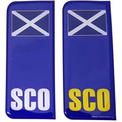 Scotland SCO Number Plate Sticker Decal Badge Brexit Saltire Flag 3d Resin Gel Domed