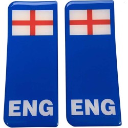 England Blue B/G St George Flag Number Plate Gel Domed End Decals