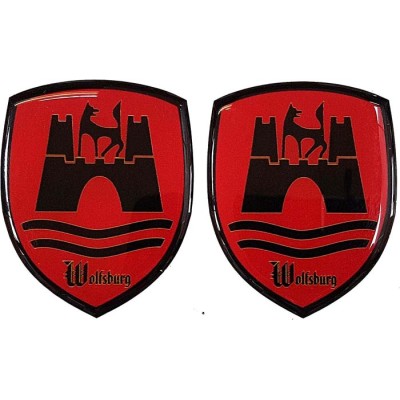 Wolfsburg Edition Car Sticker Decal Badge Shield German Crest Resin Gel 3D Domed 2pk