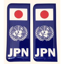 Japan JPN Number Plate Blue Sticker Decal Badge United Nations Japanese UN Flag 3d Resin Gel Domed