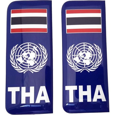 Thailand THA Number Plate Blue Sticker Decal Badge United Nations Thai UN Flag 3d Resin Gel Domed