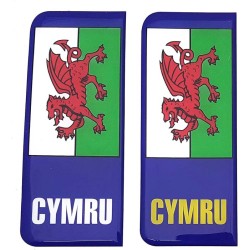 Wales Cymru Number Plate Sticker Decal Badge Brexit Flag 3d Resin Gel Domed