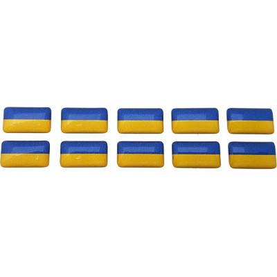 Ukraine Ukrainian Flag Sticker Decal Badge 3d Resin Gel Domed 10 Pack 14mm x 8mm