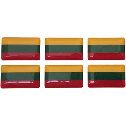 Lithuania Lithuanian Flag Sticker Decal Badge 3d Resin Gel Domed 6 Pack 26mm x 16mm