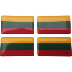 Lithuania Lithuanian Flag Sticker Decal Badge 3d Resin Gel Domed 4 Pack 35mm x 20mm