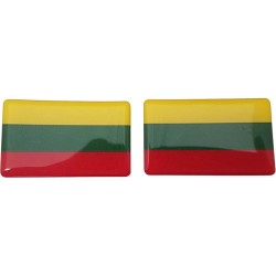 Lithuania Lithuanian Flag Sticker Decal Badge 3d Resin Gel Domed 2 Pack 52mm x 32mm