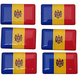Moldova Moldovan Flag Sticker Decal Badge 3d Resin Gel Domed 6 Pack 26mm x 16mm