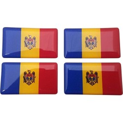 Moldova Moldovan Flag Sticker Decal Badge 3d Resin Gel Domed 4 Pack 35mm x 20mm