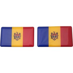 Moldova Moldovan Flag Sticker Decal Badge 3d Resin Gel Domed 2 Pack 52mm x 32mm