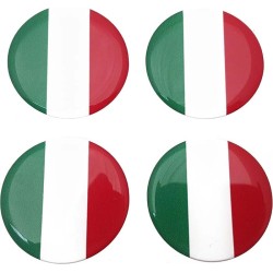 Italy Italian Flag Round Sticker Decal Badge 3d Resin Gel Domed 4 Pack 40mm