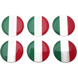 Italy Italian Flag Round Sticker Decal Badge 3d Resin Gel Domed 6 Pack 30mm