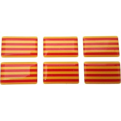 Catalonia Catala Flag Sticker Decal Badge 3d Resin Gel Domed 6 Pack 26mm x 16mm