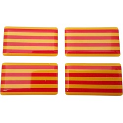 Catalonia Catalan Flag Sticker Decal Badge 3d Resin Gel Domed 4 Pack 35mm x 20mm