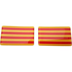 Catalonia Catalan Flag Sticker Decal Badge 3d Resin Gel Domed 2 Pack 52mm x 32mm