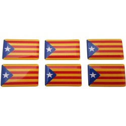 Catalonia Catalan Independence Flag Sticker Decal Badge 3d Resin Gel Domed 6 Pack 26mm x 16mm
