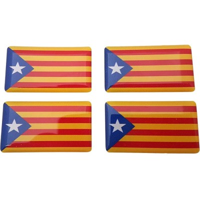 Catalonia Catalan Independence Flag Sticker Decal Badge 3d Resin Gel Domed 4 Pack 35mm x 20mm